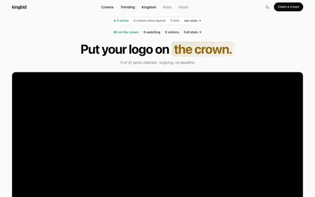 Screenshot of kingbid.lol — the leaderboard money can buy