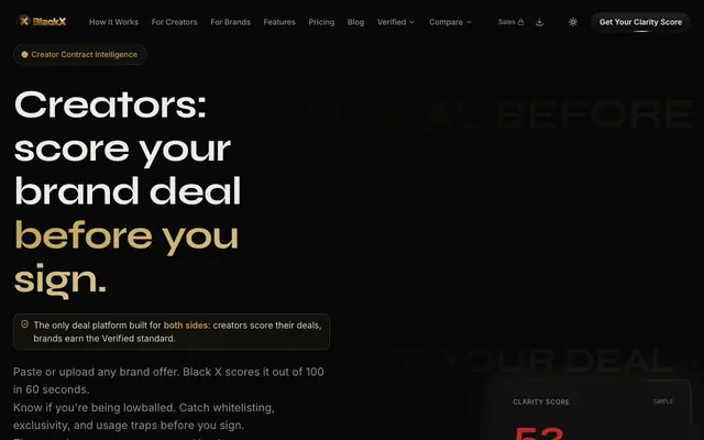 Screenshot of Score Creator Brand Deals Fast | Black X