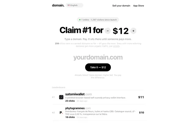 Screenshot of Outbid your domain — domain.