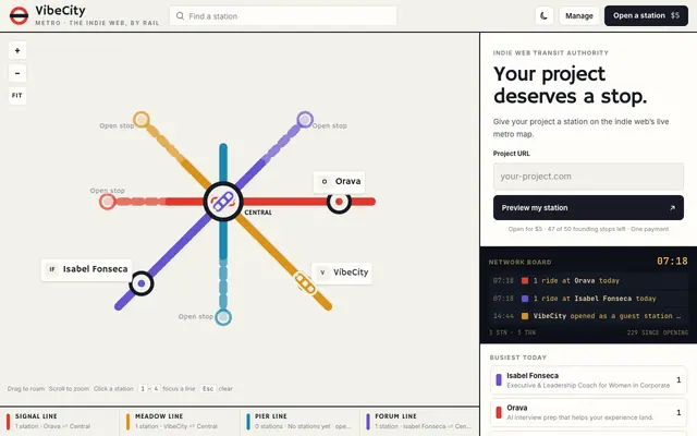 Screenshot of VibeCity — The internet is a theme park