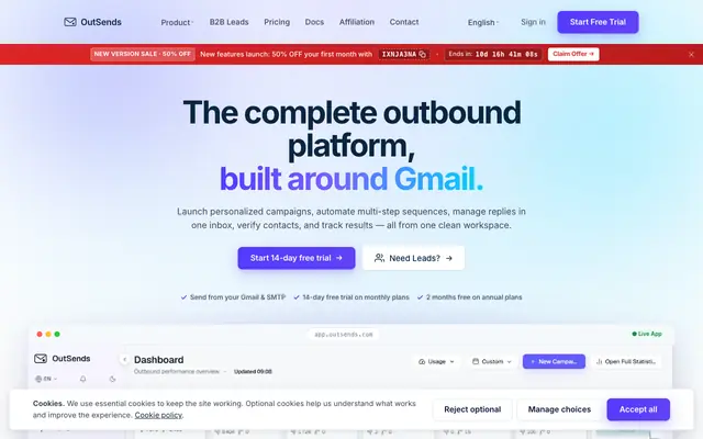 Screenshot of OutSends | The Complete Outbound Platform