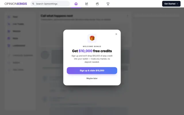 Screenshot of OpinionKings — The social network for opinions