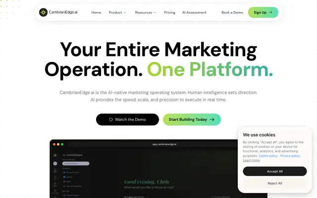 Screenshot of CambrianEdge.ai | AI-Native Marketing Platform & Operating System