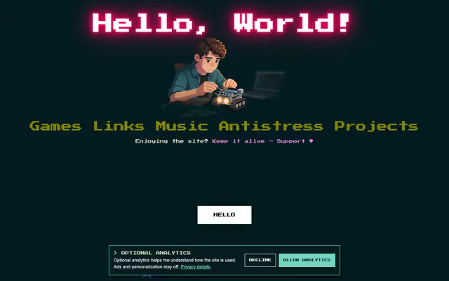 Screenshot of Nikita Zhurakov — Hello, World!