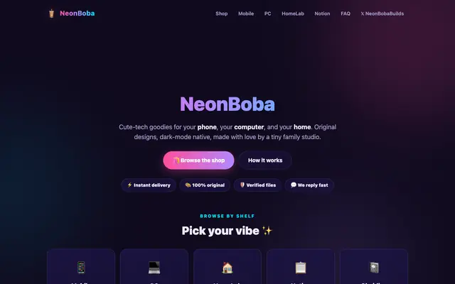 Screenshot of NeonBoba