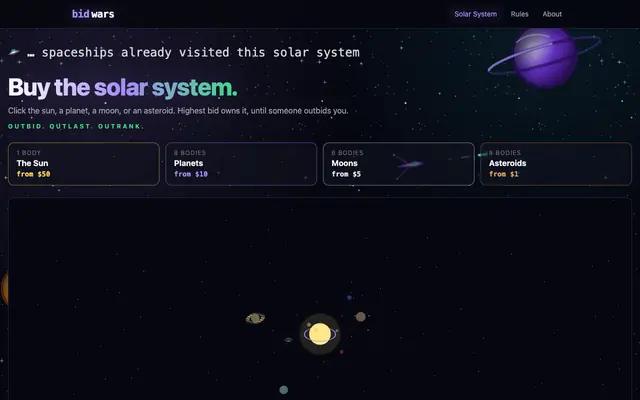 Screenshot of bidwars: pay to rank