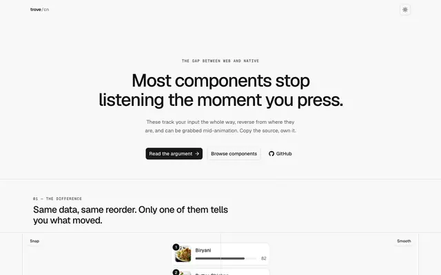 Screenshot of trove/cn — components that keep listening