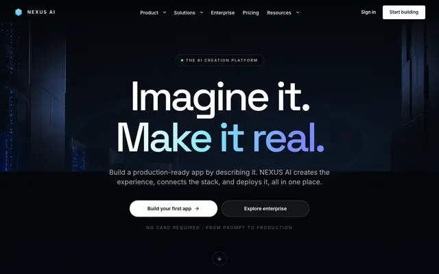 Screenshot of Agentic AI App Builder & Deployment Platform | NEXUS AI