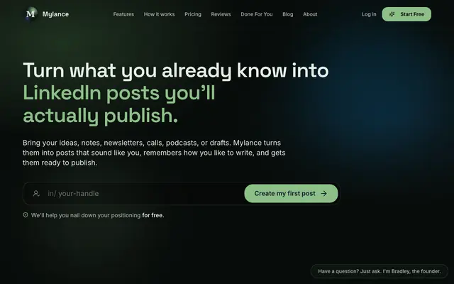 Screenshot of Mylance: Be known for what you know on LinkedIn