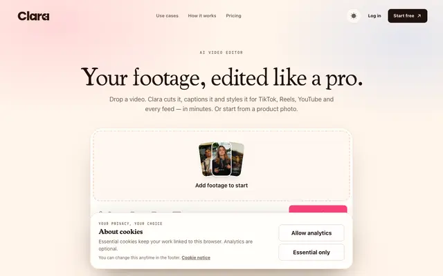 Screenshot of Preserve your product. Create everything needed to sell it | Clara