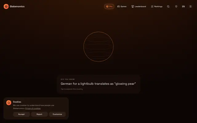 Screenshot of Globenomics — explore the world's economies
