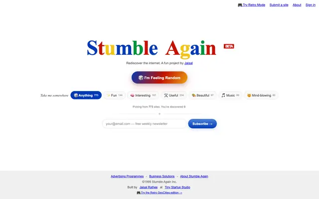 Screenshot of Stumble Again — Rediscover the web