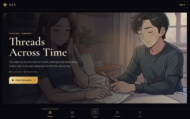 Screenshot of kex.gg | Play & Create Interactive AI Stories