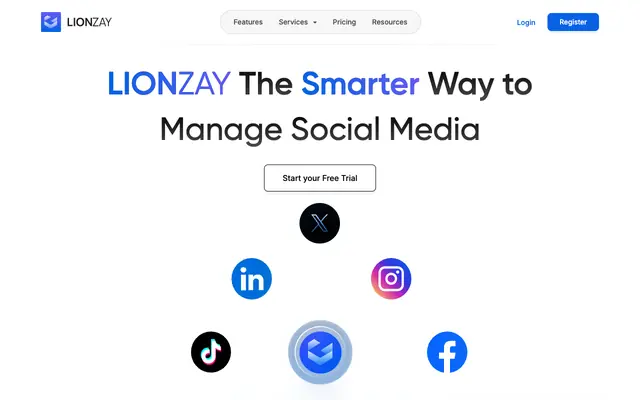 Screenshot of Social media automation, suite, - Lionzay 2.0
