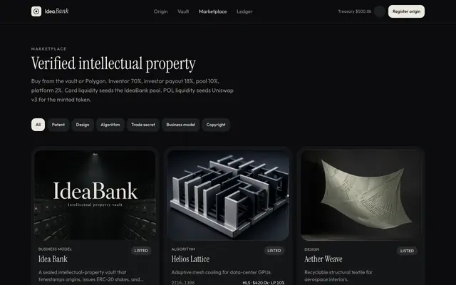 Screenshot of IdeaBank