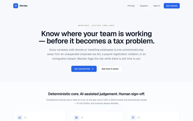 Screenshot of Meridar — Workforce Location Compliance for Distributed Teams