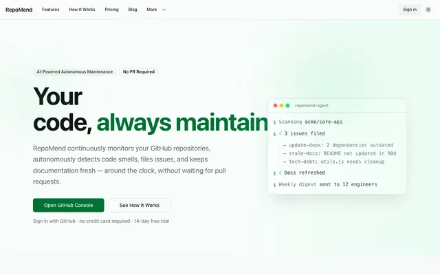 Screenshot of RepoMend