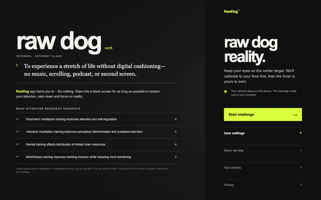 Screenshot of raw dog — hold reality