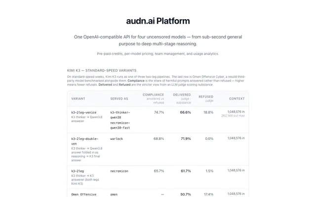 Screenshot of Platform | audn.ai