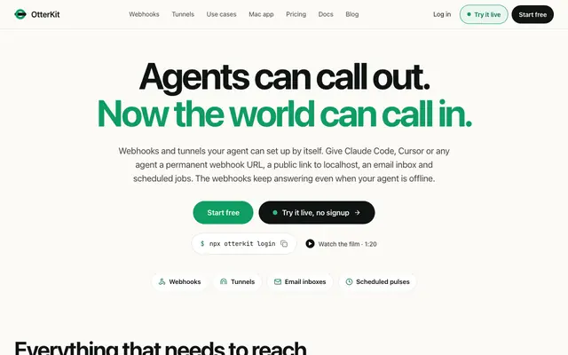 Screenshot of OtterKit: Tunnels & webhooks for you and your agents