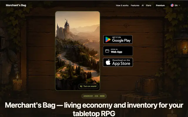 Screenshot of Merchant's Bag — Economy, inventory & AI for tabletop RPG