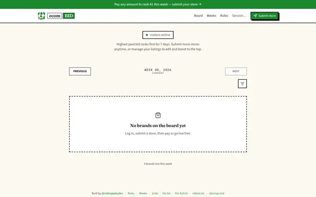 Screenshot of ecombid — for ecommerce owners who want to rank on top