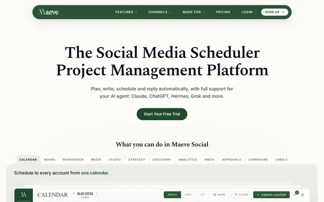 Screenshot of Maeve Social | The All-in-One Social Media Project Management Platform