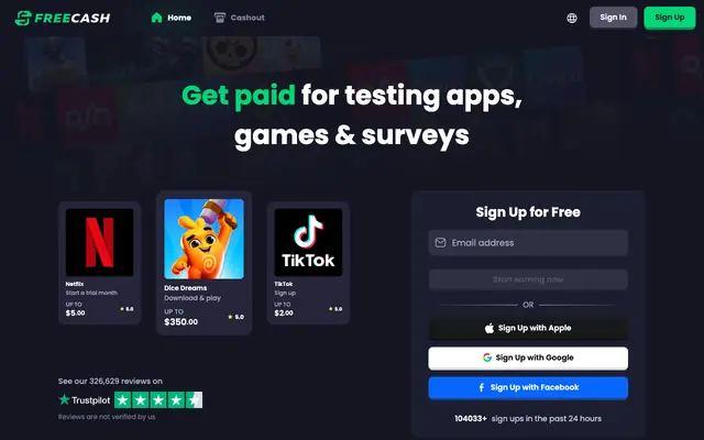 Screenshot of Freecash: Get Paid for Games & Surveys | Earn Real Cash