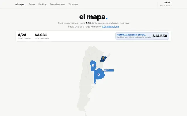 Screenshot of El mapa — tu provincia hasta que alguien ponga 1,5x