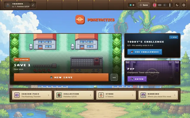 Screenshot of PokeTactics — Pokémon Roguelike & Strategy Manager Game