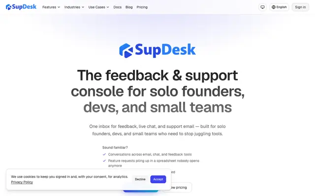 Screenshot of SupDesk — Customer Support Software & Help Desk for Small Teams