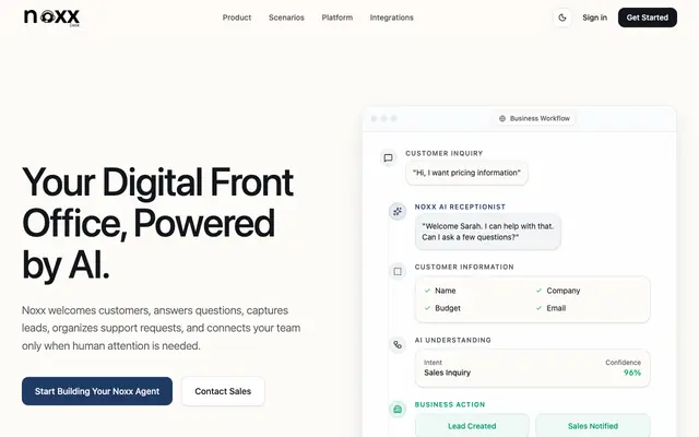 Screenshot of Noxx: Your Digital Front Office