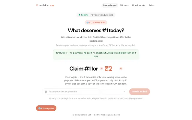 Screenshot of outbids.xyz