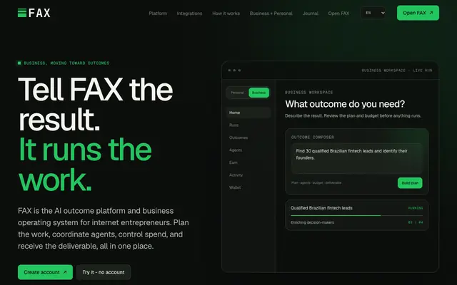 Screenshot of FAX | Agentic Business OS