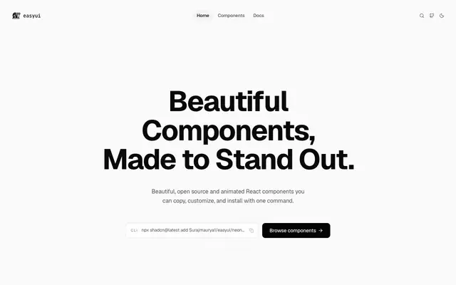 Screenshot of EasyUI — Beautiful UI. Made easy.
