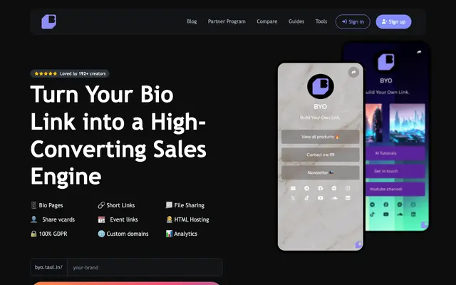 Screenshot of Your Digital Identity Platform, All-in-one Marketing tool - BYO