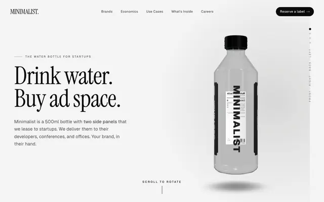 Screenshot of Minimalist. The water bottle for startups.
