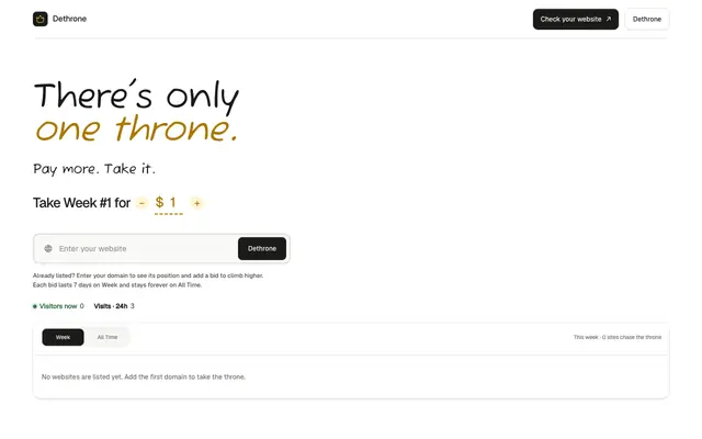 Screenshot of Where Websites Compete for #1 | Dethrone