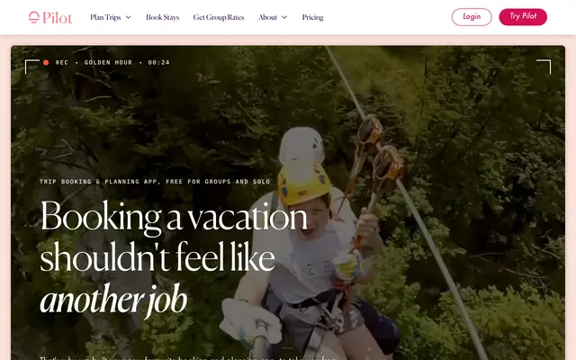 Screenshot of Free Trip Booking and Planning App | Pilot