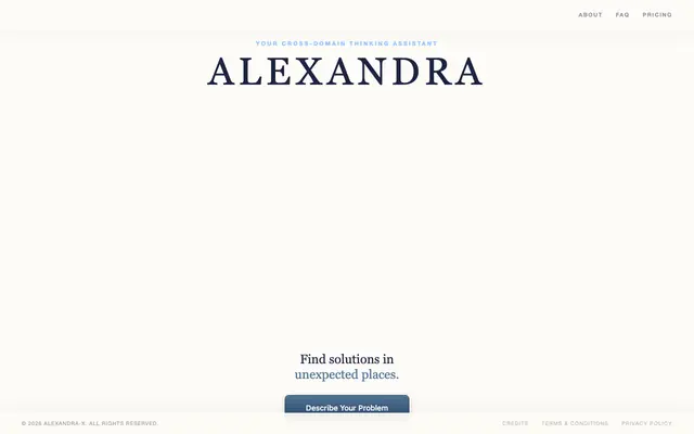 Screenshot of Alexandra — Your Cross-Domain Thinking Assistant