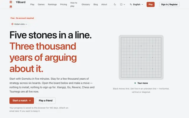 Screenshot of YiBoard — Play Gomoku Free Online · No Download Required