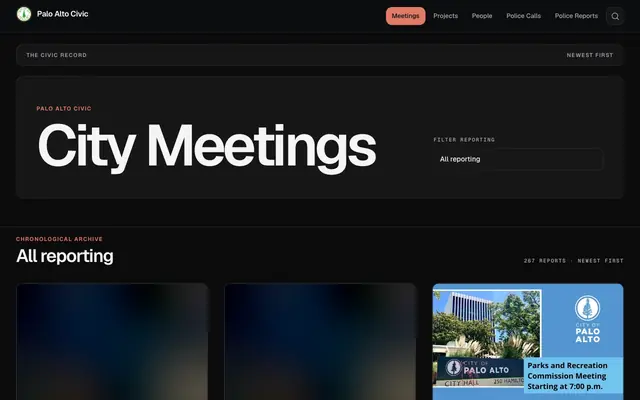 Screenshot of Palo Alto Civic | Local government, clearly reported