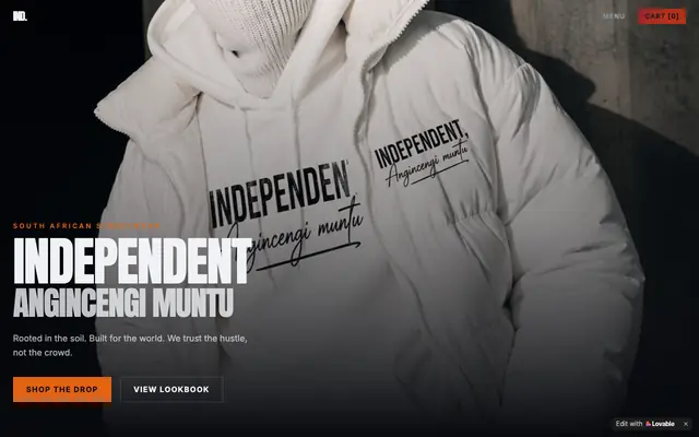 Screenshot of INDEPENDENT, Angincengi muntu | South African Streetwear
