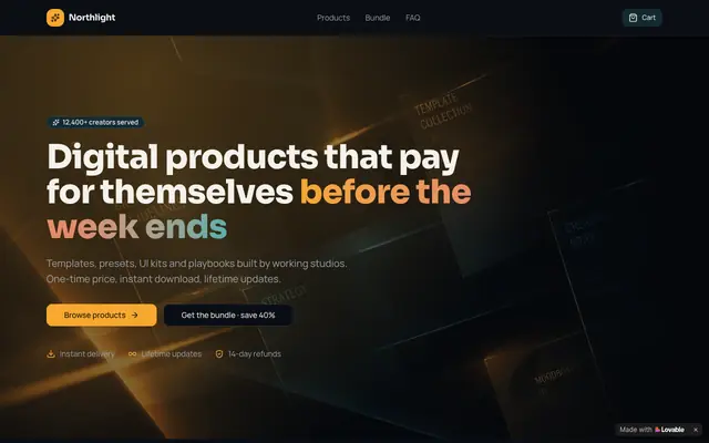 Screenshot of Northlight Goods — Digital Products for Creators