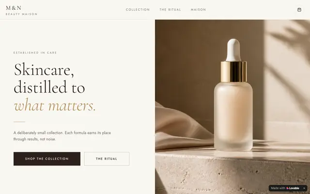 Screenshot of M&N Beauty Maison — Luxury Skincare Essentials