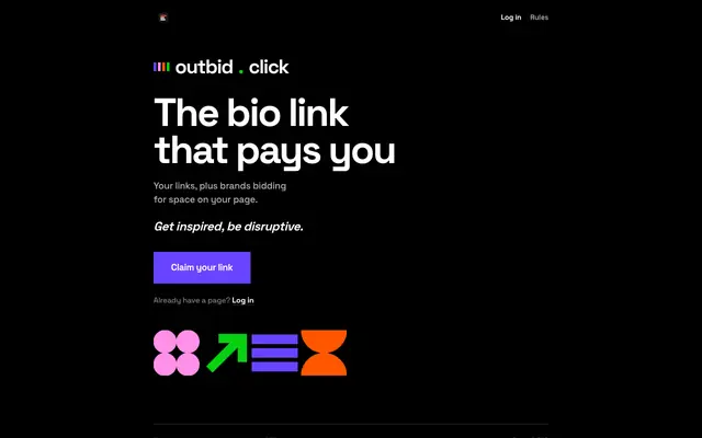 Screenshot of outbid.click — One square. Highest bid wins.