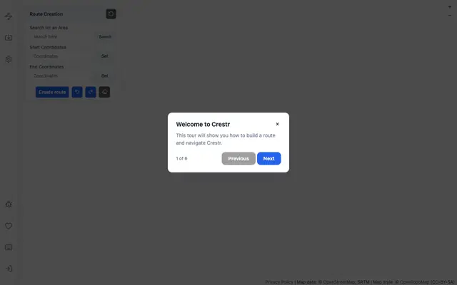 Screenshot of Crestr Hiking App