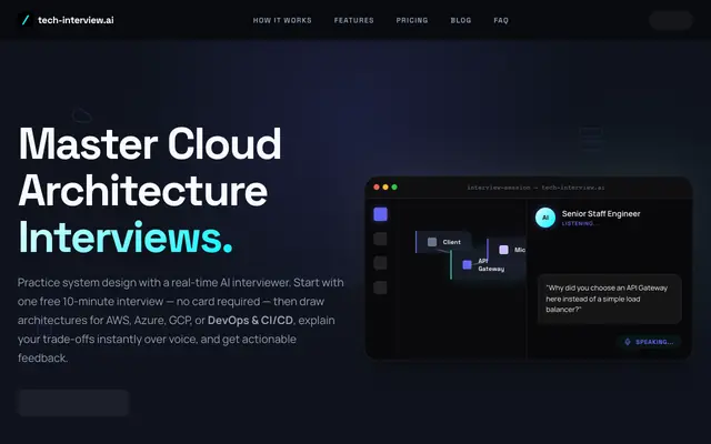 Screenshot of AI Cloud Architecture Interview Practice | tech-interview.ai