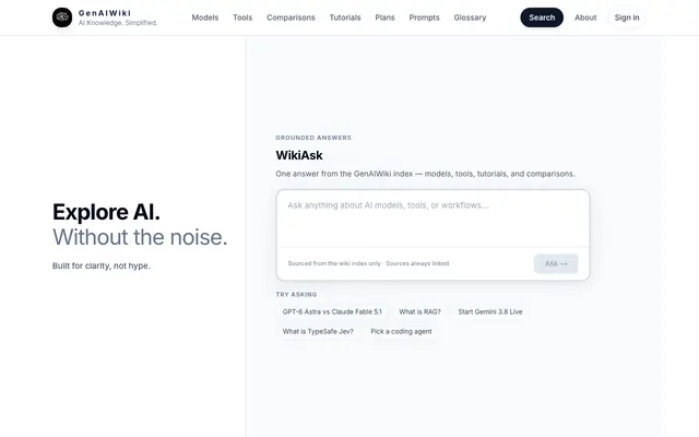 Screenshot of GenAIWiki — Explore AI Without the Noise