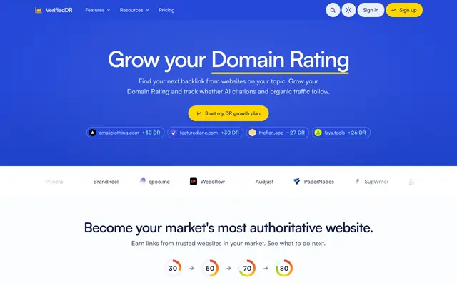 Screenshot of Increase Your Website's Domain Rating | VerifiedDR